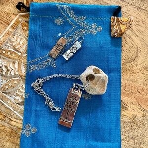 Silver Tree Pendant Necklace and Earrings Set